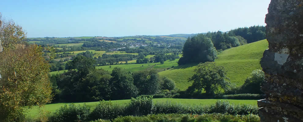 Views over Lostwithiel from the ramparts at Restormel Castle
